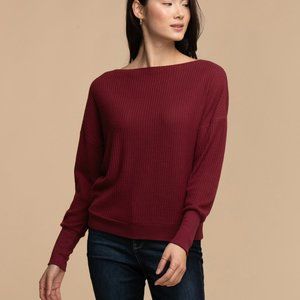 Waffle Knit Boat Neck Top